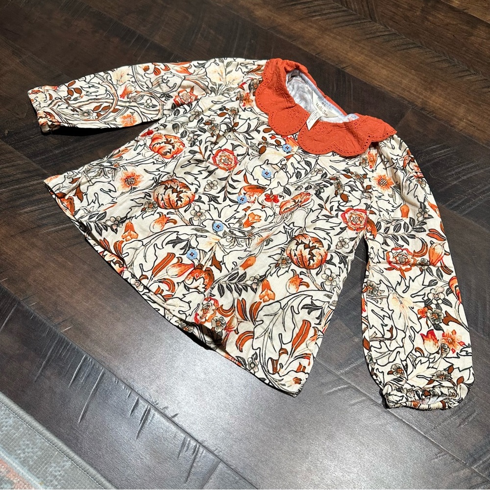 NWT Meadow Brook Floral Gauze Collared Blouse